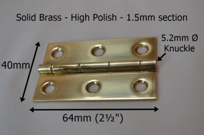 2'' Polished Solid Brass Hinges (pair)